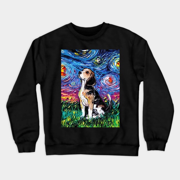 Beagle Night Crewneck Sweatshirt by sagittariusgallery